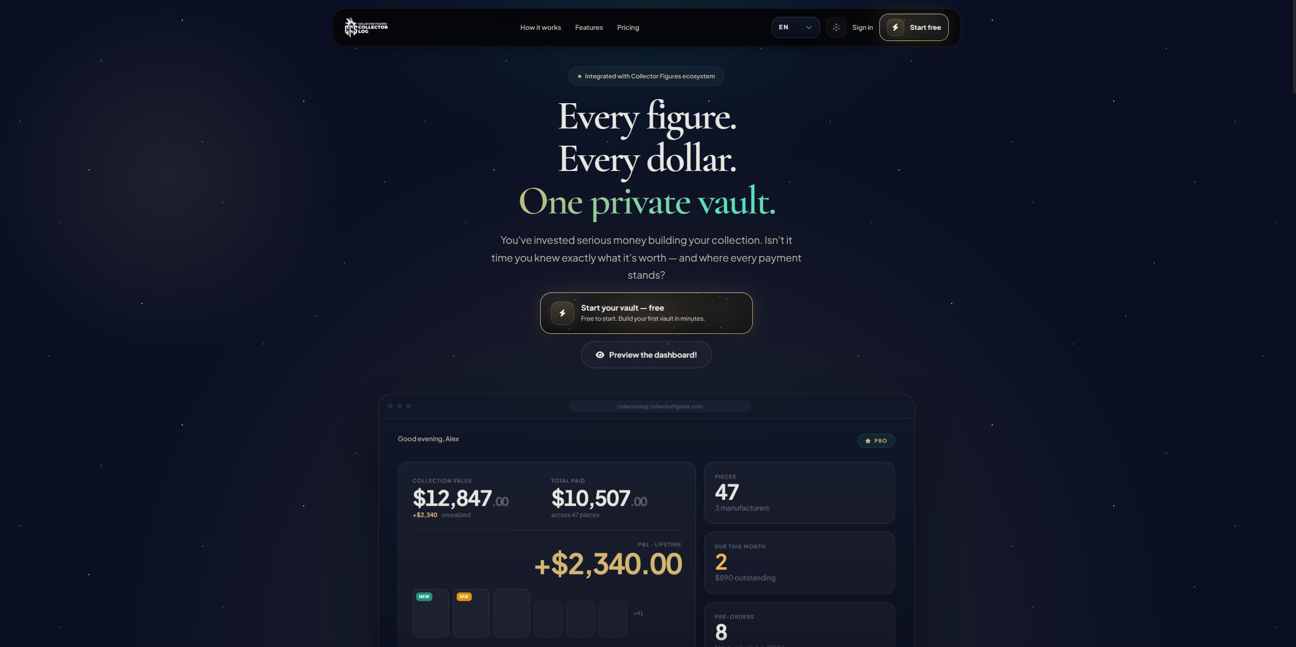 Landing page hero with Sign up and Sign in entries