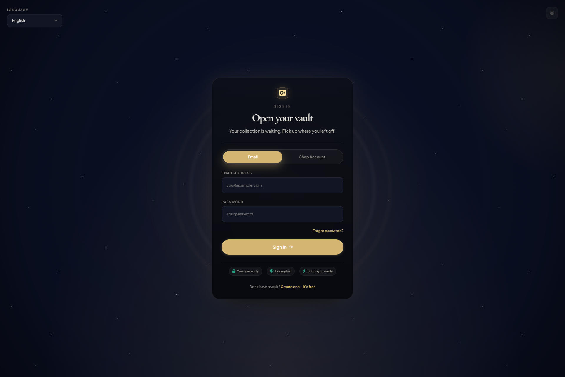 Login page with the email sign-in method visible