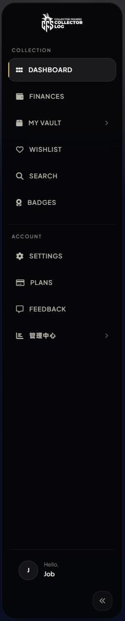 Desktop sidebar expanded with all top-level links