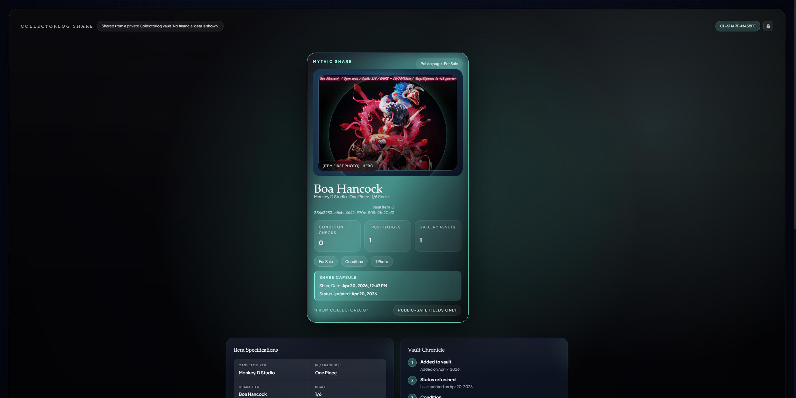 Public Share page of a single record for public visitors