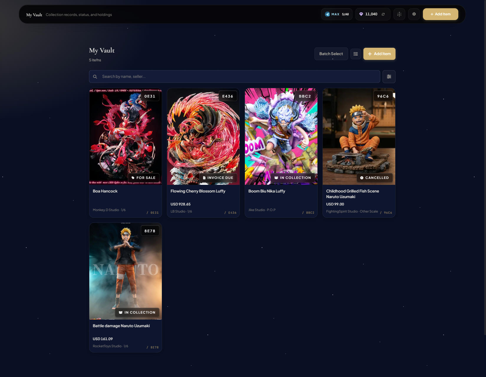 Grid and List views of the Vault side by side